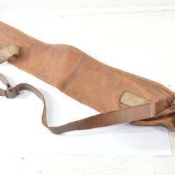 Ancien &eacute;tui / sac sacoche cuir pour tr&eacute;pied ? outillage ? topographie ?  style western ancien