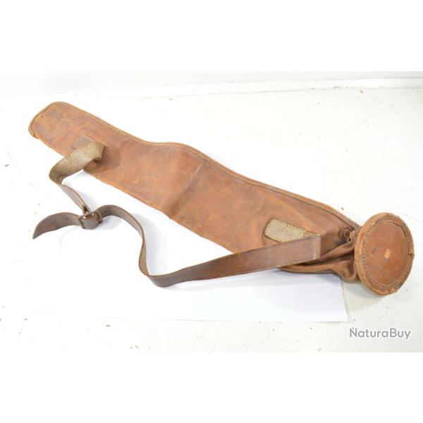 Ancien �tui / sac sacoche cuir pour tr�pied ? outillage ? topographie ?  style western ancien
