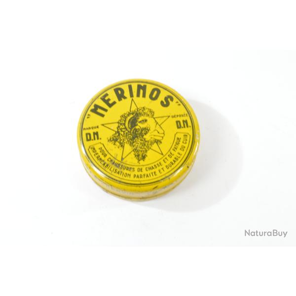 Ancienne boite � graisse pour cuir (vide) MERINOS I. DERVIN Chateau-Thierry AISNE. Chasse