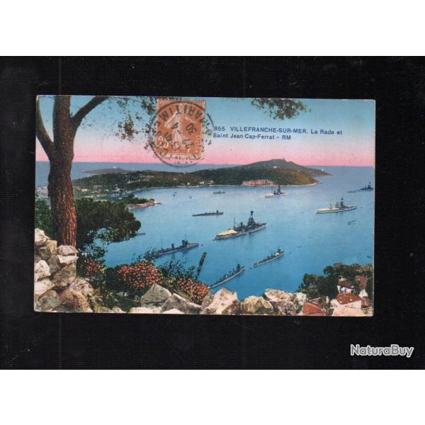 villefranche sur mer la rade et saint jean cap ferrat , la flotte  cpa