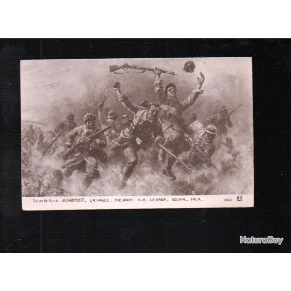 guerre de 14 salon de paris , la vague de h.chartier   cpa