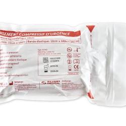 Pansement compressif d'urgence FCP03 - Bandage isra&eacute;lien 10 cm &agrave; pression directe int&eacute;gr&eacute;e