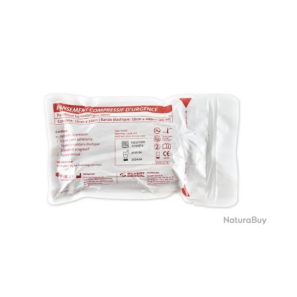 Pansement compressif d'urgence FCP03 - Bandage isra�lien 10 cm � pression directe int�gr�e