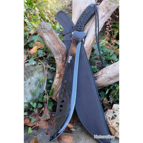 Grosse Machette Couteau Kukkri Bushcraft Parang Machete Lame Acier Inox Manche Paracorde Etui Nylon