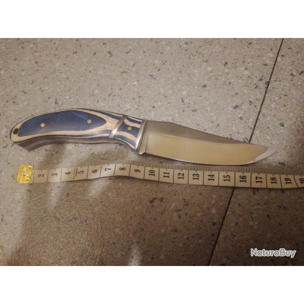 Couteau de chasse lame fixe avec tui cuir