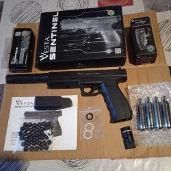 Pistolet défense Vesta Sentinel cal.50 17J- avec extension de canon et un chargeur rapide de 6 coups