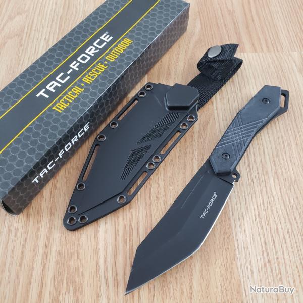 Couteau Tactical Tac Force Lame Tanto Acier 3Cr13 Manche G10 Etui ABS