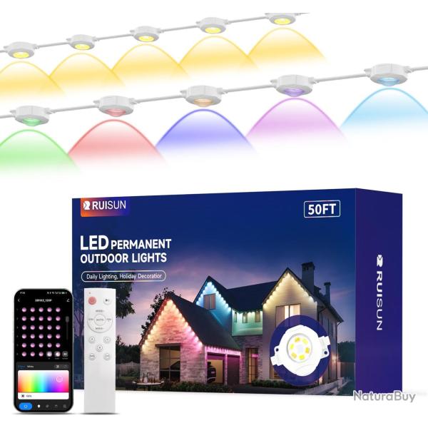 �clairage Ext�rieur Permanent 15M, 16000 Couleurs et RGBIC (2700K-6500K), APP Intelligente et T�l�co