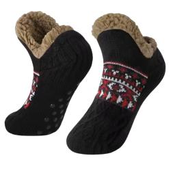 Chaussettes Chaussons thermiques d'intérieur antidérapantes doublées polaire Noir 43-45 (28cm)