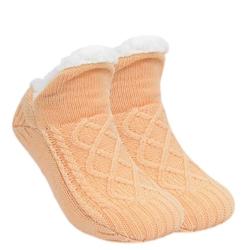Chaussettes thermiques épaisses unisexes - Pantoufles chaudes et antidérapantes Abricot 40-42 (26cm)