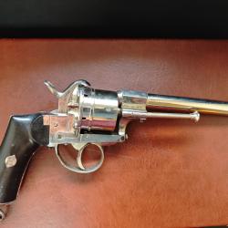 Revolver à broche 12 mm - Saint-Étienne - Poinçon 1856-1869 - Superbe nickelage