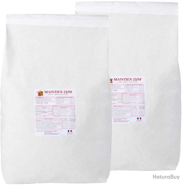 LOT DE 2 PAQUETS de 14 kg de croquettes chien adulte MAINTIEN 25/10