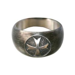 Bague Croix templi&egrave;re patt&eacute;e en argent taille 66