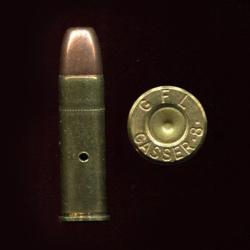 8 mm Gasser Mle 1898 - balle cuivre m&eacute;plate - &eacute;tui laiton de 27 mm - marquage : GASSER 8 GFL