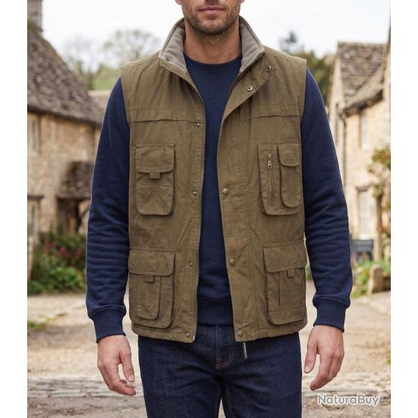 LEDERTYS LY0305 -- Gilet sans manches marron : tissu d�perlant et doublure polaire XL