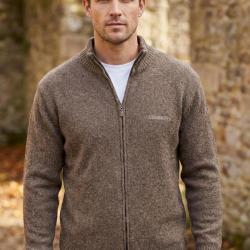 Cardigan Full Zip Homme Ledertys Marron en Laine LY0717