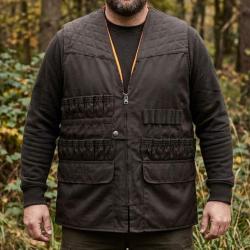 LEDERTYS DUO Gilet sans manches kaki orange r&eacute;versibilit&eacute; et s&eacute;curit&eacute; en chasse