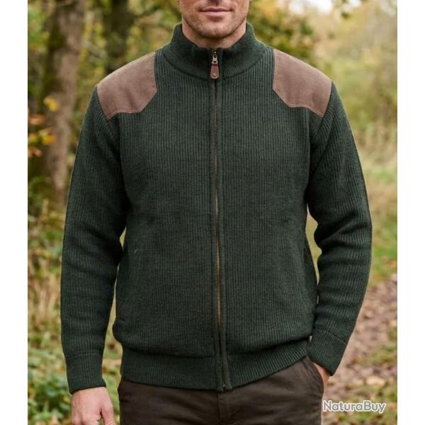 LEDERTYS EMPIEC -- Veste zipp�e doubl�e polaire kaki : isolation thermique et renforts toile L
