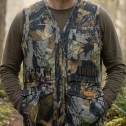 Gilet de Chasse LEDERTYS Forestwood LY0205 Camouflage. Robustesse et Organisation Maximale