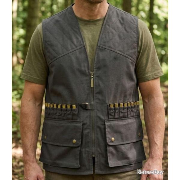 LEDERTYS LY0207 Gilet de chasse sans manches vert l �quipement fonctionnel � cartouchi�re 16 tubes