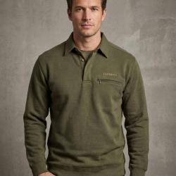 Sweat shirt Col Polo Homme Ledertys Kaki LY0609