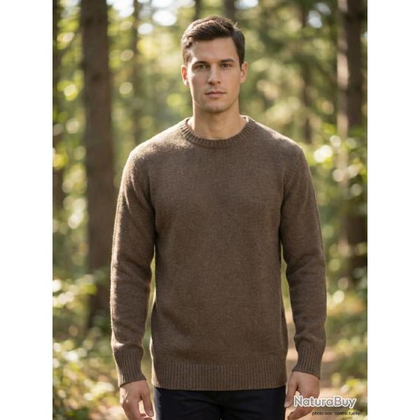Pull Ras du Cou Homme Ledertys Marron en Maille Perl�e XL