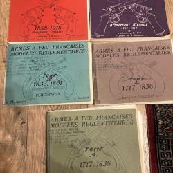 Vends série de 5 volumes des célèbres cahiers de Jean Boudriot sur Les armes à feu françaises