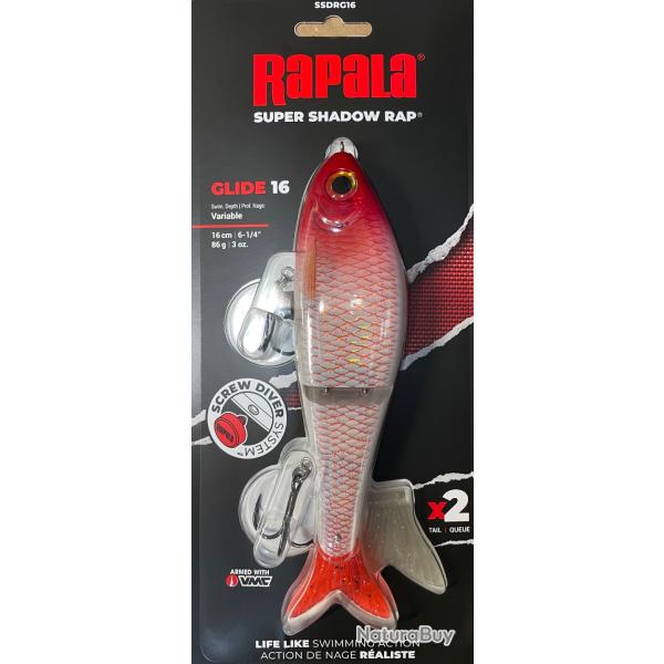 Poisson-nageur Rapala Super Shadow Rap Glide - 16Cm Red Head