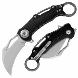 Couteau Karambit Dreamtech Black Lame Acier 14C28N Manche Aluminium Noir Button Lock DTK4221AB