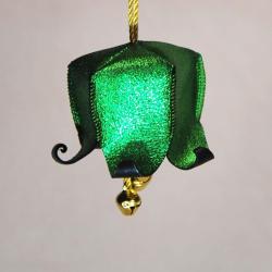 Fleur Campanule musicale de No&euml;l en cuir et ses clochettes pour le sapin vert sapin