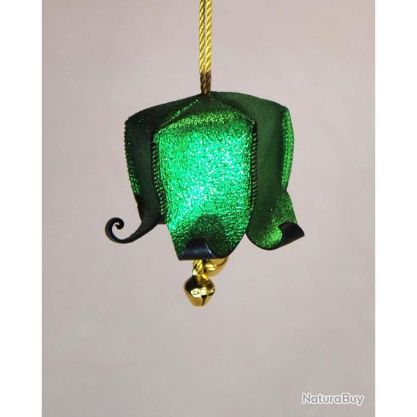 Fleur Campanule musicale de No�l en cuir et ses clochettes pour le sapin vert sapin