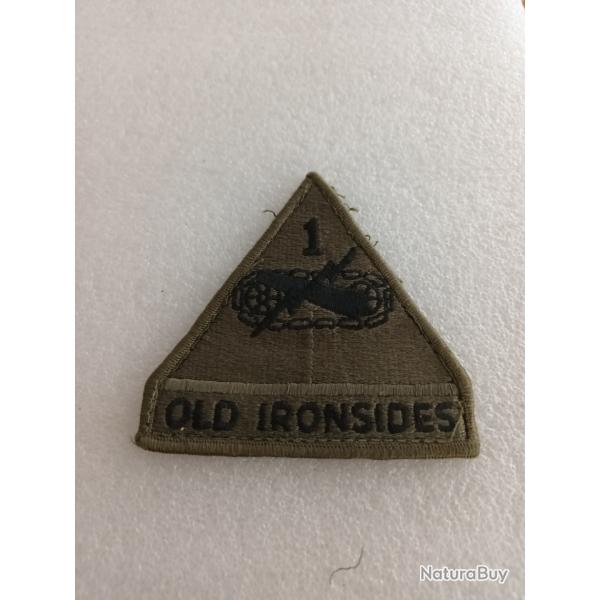 Patch arm�e us 1st ARMORED DIVISION tab OLD IRONSIDES kaki ORIGINAL 2