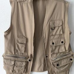 Veste sans manche de chasse ou pêche coton beige T M