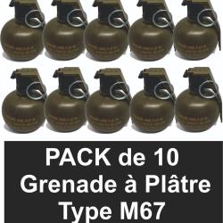 Pack de 10 Grenades à goupilles - plâtre type M67 - PROMOTION - Pyrosoft
