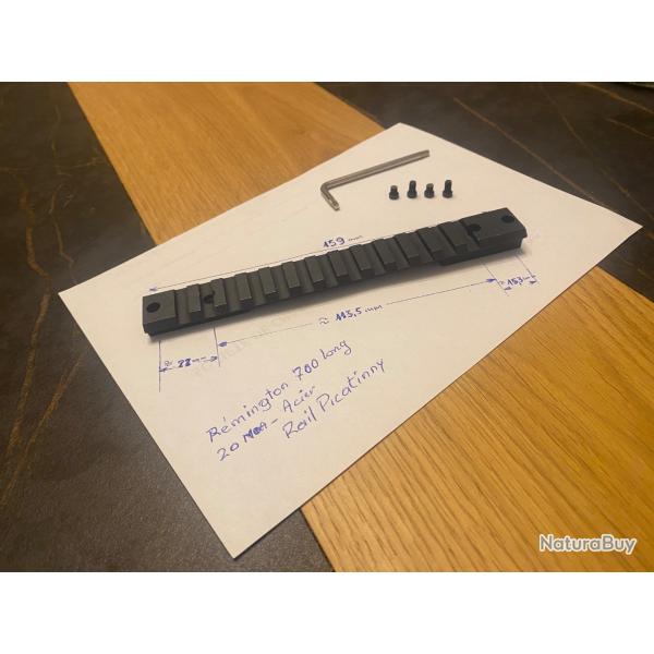Rail Picannity  acier VEKT Dfense  159mm x 21mm  pour Remington 700 Long - 20 MOA
