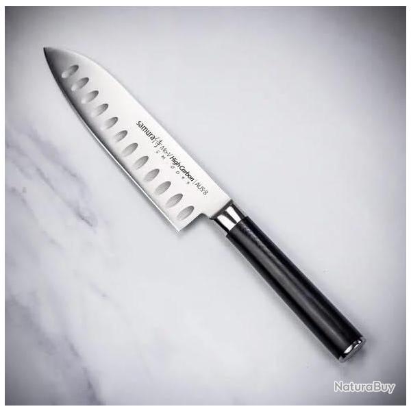 Couteau Santoku Samura SM-0093 - Srie Mo-V, Lame 13,8 cm, Acier Haute Performance 58-59HRC
