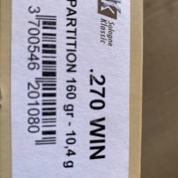 Munitions Nosler Partition 270 win Sologne Klassic