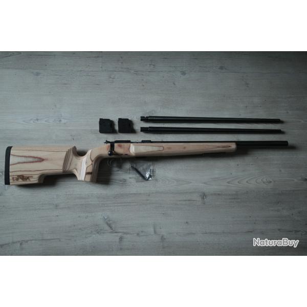 carabine CZ 455 cal 17HMR avec 2 canons suppl�mentaires 22LR et 22 Mag WMR ,  crosse RGM.