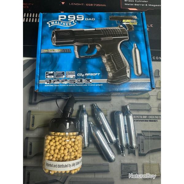 PACK P99 DAO 6MM AIRSOFT 2 JOULES