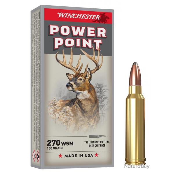 WINCHESTER CAL. 270 WSM POWER POINT 150 GRAINS - 9.7 GRAMMES /20