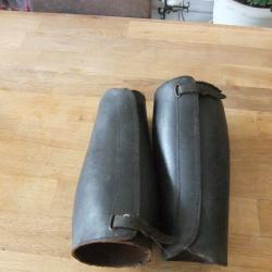 Ancienne paire de guetres officer en cuir noir 1914