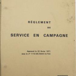 Livret Règlement de service en campagne - TTA 105 - 1971
