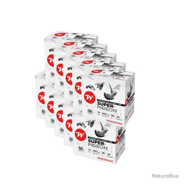 250 CARTOUCHES WINCHESTER SUPER PIGEON 12/70 36G BOURRE JUPE VF