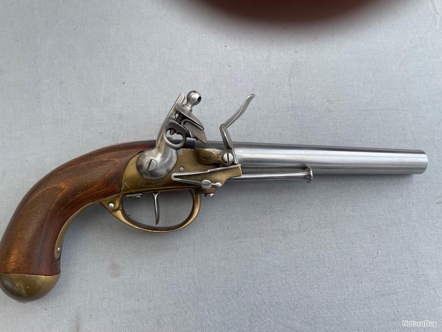 Pistolet à Silex 3 Canons Rotatifs – Réplique Décore France 18ème – Denix – 30cm