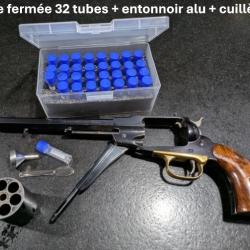 KIT DE CHARGEMENT POUDRE NOIRE 32 TUBES 2ml 1 ENTONNOIR ALU 1 CUILLERE ALU DOUBLE USAGE