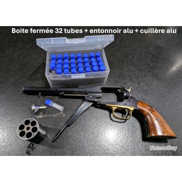 KIT DE CHARGEMENT POUDRE NOIRE 32 TUBES 2ml 1 ENTONNOIR ALU 1 CUILLERE ALU DOUBLE USAGE