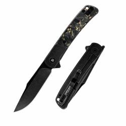 Couteau Dreamtech LAME Acier D2 MANCHE Plaquettes Titane et Fibre de Carbone Linerlock DTK4368B