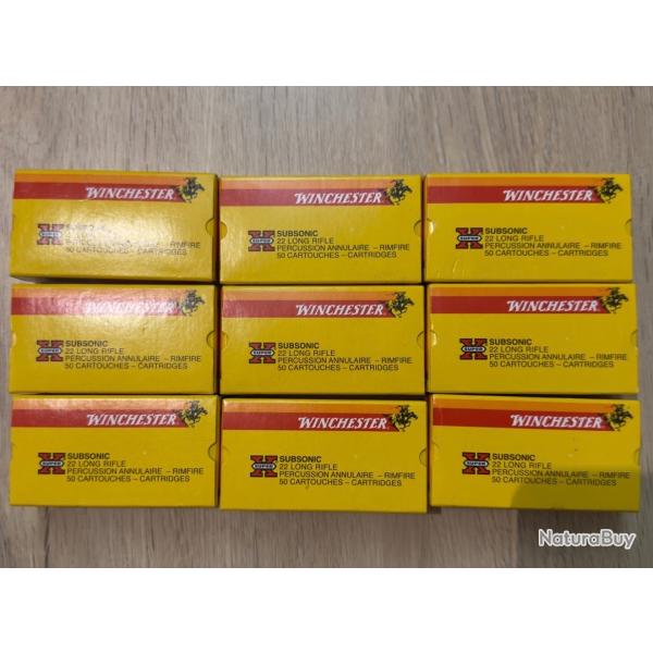 9 Botes Winchester Super X Subsonic (450 munitions ) 22Lr