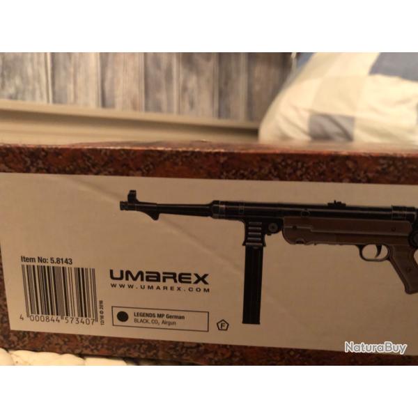 PACK MP40 LEGENDS  C02 BlowBack  + 5  cartouches + biberon 1000 billes acier CALIBRE :4,5 mm