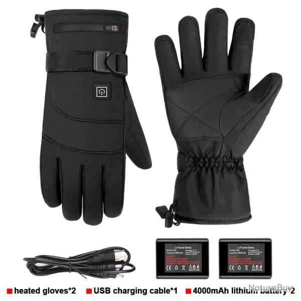 Gants Chauffants lectriques Confort et Chaleur Extrme pour Ski, Snowboard, Chasse et Pche